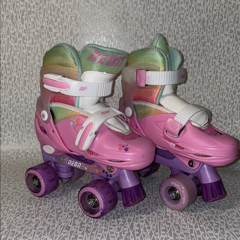 Pink and Purple Adjustable Roller Skates for Fun